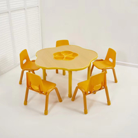 Nouvelle Table Ronde Ajustable Ignifugée pour Enfants, Style Fleur de Prunier à 5 Pétales, avec Chaises pour l'Éducation Précoce et le Graffiti
