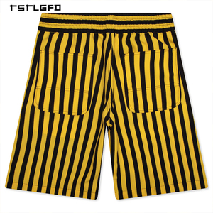 Pantalones Cortos Casuales para Hombre, Transpirables y Ecológicos, Amarillos y Negros, para Playa, Verano, con Cintura Elástica y Bolsillos - Product Image 3