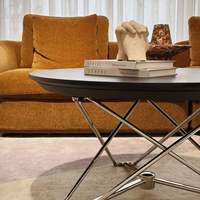Table basse en pierre microcristalline de luxe léger de style Bauhaus en forme de L, pliable à charnière à ressort et réglable en hauteur