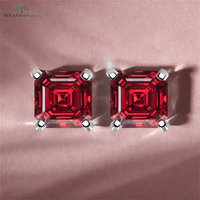 Asscher Cut GRA Moissanite Jewelry S925 Silver 4Prong Stud Boucles d'oreilles Classic Gift for Women in Gold/Silver in Stock
