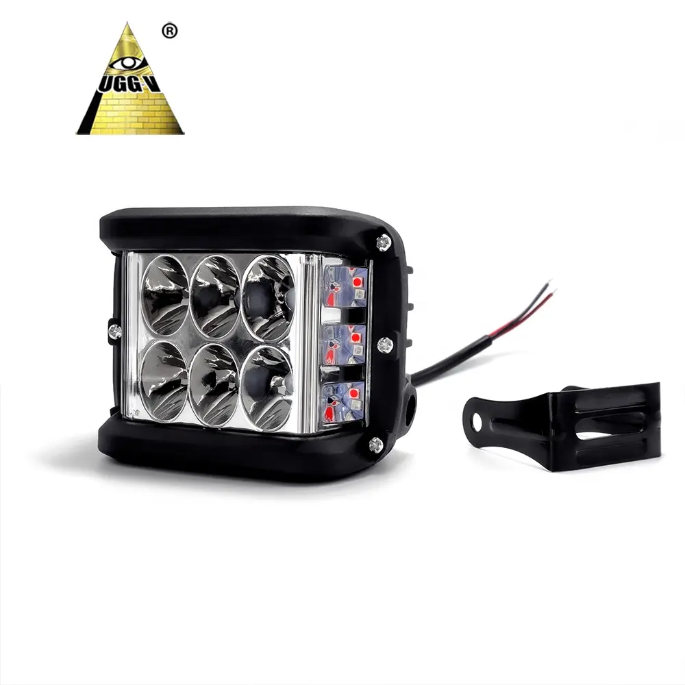 4200LM Super Bright 3-Inch Square LED Work Light Bar Red DRL Truck Spotlight for Jeep Wrangler for Toyota 24V Car Driving Light