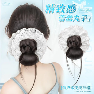 วิกผมทรงบันสำหรับผู้หญิง พร้อมคลิปติดผม ทรงบันต่ำ ผมฟูเป็นธรรมชาติ แบบผมปลอม พร้อมยางรัดผม - Product Image 2