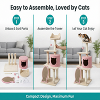 Arbre à chat en bois multi-niveaux de luxe et durable avec poteaux à gratter en sisal, maisonnette et perchoir pour grands chats d'intérieur et chatons