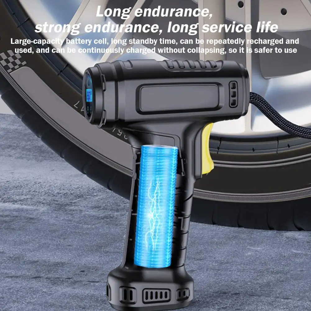 Gonfleur de pneu sans fil 12v 60s Aération rapide LED Surveillance de la pression des pneus Gonfleur de pneu numérique Pompe à air