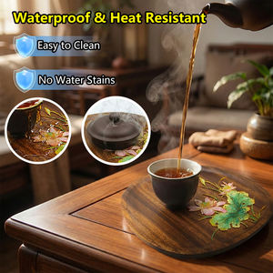 Cloisonné emaille theeblad van walnoot met bloemmotief - Product Image 3