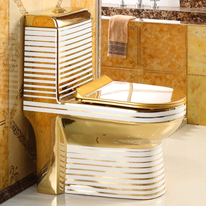 Thiết kế cổ điển mạ Vàng phòng tắm vệ sinh tầng gắn một mảnh sang trọng gốm màu vàng WC nhà vệ sinh comode - Product Image 5