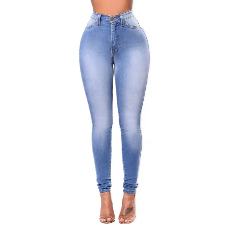 Calça jeans básica clássica sexy, calças skinny com cintura alta