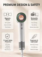 Sèche-cheveux électrique ionique haute vitesse pour la maison et l'hôtel, 5 modes d'utilisation, contrôle tactile intelligent, écran TFT, moteur BLDC, protection de sécurité