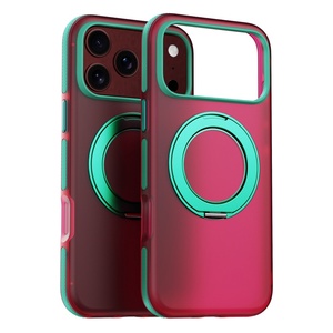 เคสโทรศัพท์แม่เหล็กแบบด้านกึ่งโปร่งแสงสำหรับ iPhone 18 15 16 17 Pro Max พร้อม 360 °   ฝาครอบกันกระแทกแบบวงแหวนโลหะ - Product Image 1