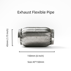 Tuyau d'<span class=keywords><strong>échappement</strong></span> flexible en métal pour automobile, 40*120mm, en acier inoxydable SS201, avec tressage extérieur uniquement - Product Image 2