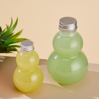 Bouteille en plastique PET transparente en forme de gourde de 200 ml et 500 ml avec bouchon à vis en aluminium, vide, pour jus, lait, thé et autres boissons – Vente en gros