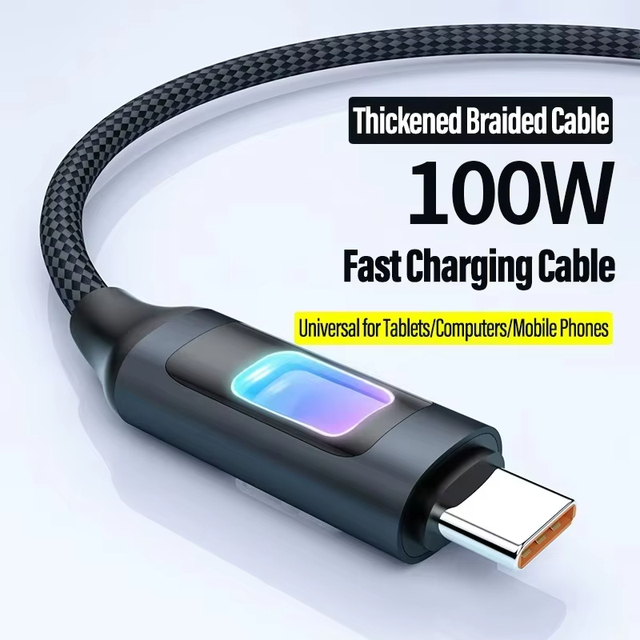PD 100W RGB Ambient Light USB Dual Type C to C Fast Charging Data Cable for iphone 15 16 17 Huawei Samsung Xiaomi iPad