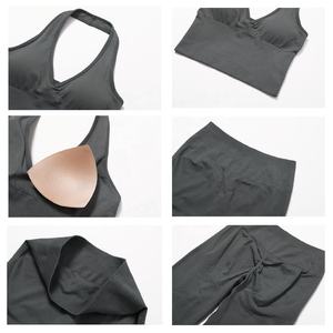 Set Yoga Senza Cuciture per Donna, <span class=keywords><strong>Top</strong></span> Sportivo, Leggings a Vita Alta, Pantaloncini da Ciclismo, Giacca con Zip, Completo Fitness da Palestra - Product Image 3
