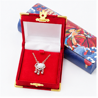 Boîte à bijoux en nylon floqué de haute qualité avec bouton floral à coins dorés, personnalisable pour promotion et export – Meilleures ventes