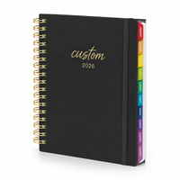 Carnet de négociation d'affaires OEM en tissu PU, couverture rigide, étiquette couleur, pour la préparation hebdomadaire aux examens universitaires, fabriqué par le producteur