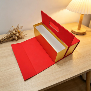 <b>Red</b> Rectangle Rigid Gift <b>Box</b> with Gold Foil Edge and Magnetic Closure for High-End Packaging - Product Image 4