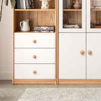 Poignée de porte d'armoire à tiroir en bois massif à trou unique, boule ronde, minimaliste japonaise pour chambre d'enfant
