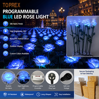 Lampu Dekorasi Taman TOPREX DECOR untuk Hari Valentine, Lampu LED Bentuk Bunga Mawar dari Kain Tahan Air, Dapat Dimasukkan ke Tanah untuk Dekorasi Lanskap Taman
