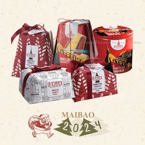 Caja de pastel de vacaciones fresco húmedo Receta italiana de Pandor autoensamblable con fruta confitada, cajas de papel para repostería con ventana - Product Image 3