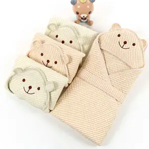 고품질 아기 유니섹스 통기성 Swaddle 랩 신생아 후드 곰 모양 포대기 피부 친화적 인 Swaddle 담요