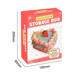 ערכת יצירה לילדים - קופסת אוצר וקופת חיסכון בצורת עוגה, קישוט עצמי, פירות תות, פלסטיק, קופסת תכשיטים, צעצועים לבנות - Product Image 3