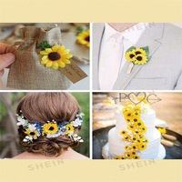 Têtes de tournesols artificielles DIY de 45 cm, faits à la main en soie, fausses fleurs de Helianthus pour décoration de mariage et de maison, vente en gros