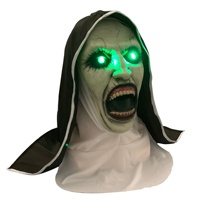 Masques lumineux en Latex à LED pour Halloween, Cosplay effrayant, Nun, mascarade, carnaval, fête