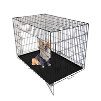 Cage pour animaux de compagnie pliable portable, directement de l'usine, 2 portes, en fil métallique antirouille, avec plateau amovible, grille métallique robuste