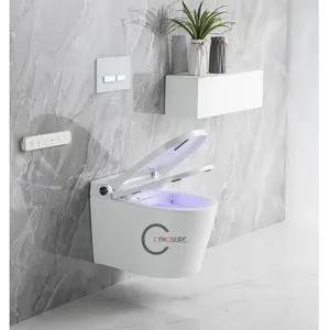 Inodoro inteligente de cerámica de una pieza para baño, bidé automático montado en la pared, inodoro japonés inteligente