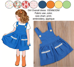 Robe en jean <span class=keywords><strong>crochet</strong></span>ée pour bébés filles, avec bretelles, boutons, jupe plissée et poches, idéale pour l'été - Product Image 1