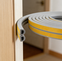 Bandes d'étanchéité en caoutchouc de type D en mousse EPDM adhésives, étanches, insonorisées, anti-poussière, pour portes, fenêtres et armoires