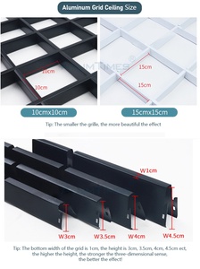 Grille en aluminium <span class=keywords><strong>de</strong></span> luxe CE Factory Open Cell, grille métallique ignifuge et imperméable, plafond suspendu au design moderne pour centre commercial extérieur - Product Image 5