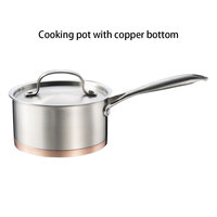 Eagle Catering Fond en cuivre antiadhésif 16cm/18cm Casserole en acier inoxydable Ensemble de casseroles Ustensiles de cuisine Base en cuivre Cuisson