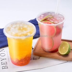 CJF Custom Disposable PP Flat <b>Cup</b> 32oz 1000ml <b>Cups</b> Boba Tea Hot <b>Cold</b> Fruit Drinks - Product Image 4