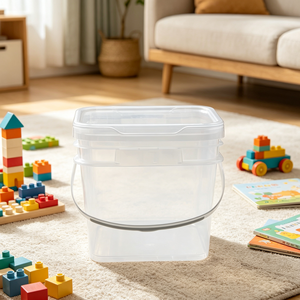Seau carré transparent en plastique PP de qualité alimentaire avec couvercle et poignée, seau de rangement transparent multi-usage pour jouets et emballage alimentaire - Product Image 2
