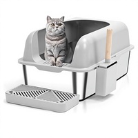 Grande litière pour chat en acier inoxydable, bac à litière métallique durable pour animaux de compagnie, plateau à litière à bords hauts, nettoyage facile, contrôle des odeurs
