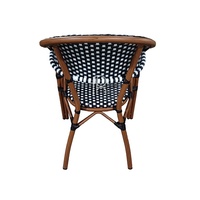 Chaise de salle à manger d'extérieur en rotin PE avec structure métallique pour restaurant, café, balcon et terrasse