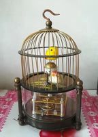 Horloge de bureau mécanique vintage et unique en laiton, design Art Déco, en forme de cage à oiseaux
