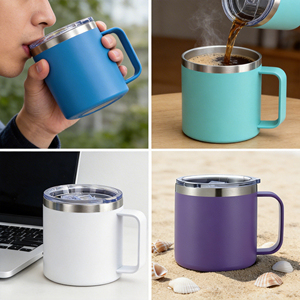 Vaso Térmico de Alta Calidad con Logotipo Personalizado OEM de 14 oz, <span class=keywords><strong>Taza</strong></span> con Asa, <span class=keywords><strong>Taza</strong></span> Navideña de Café Personalizada, Termos 3D de Una Pieza - Product Image 5