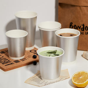 Gobelets jetables en papier pour café, durables, fabriqués en usine, pour les cafés, gobelets artisanaux jetables, recyclables, gobelets argentés pour boissons glacées - Product Image 3