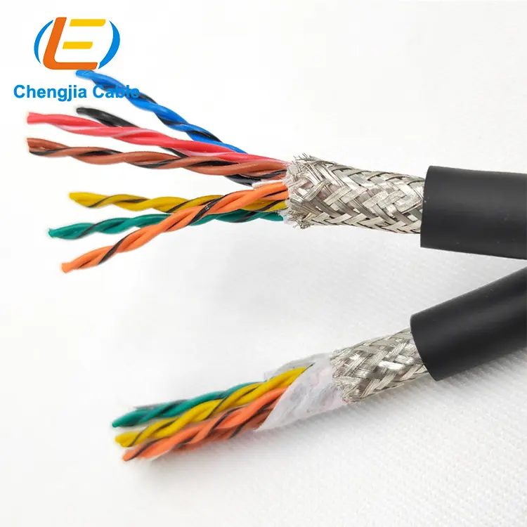 HFLEX-HXYP502 TPU double sheath pair twist shielded ultra flexible cable 8 cores PUR sheathed shielded robotic power cable