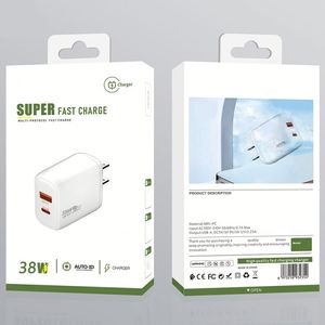 อะแดปเตอร์แปลงไฟแบบสองพอร์ต A+C 38W รองรับมาตรฐาน US EU UK QC3.0 PD สำหรับชาร์จโทรศัพท์ รองรับโปรโตคอลการชาร์จเร็วแบบเต็มรูปแบบ  อะแดปเตอร์ชาร์จแบบเสียบผนัง USB Type C - Product Image 6