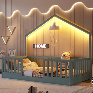 <span class=keywords><strong>Letto</strong></span> a castello grigio con sponde alte, in legno, stile <span class=keywords><strong>Montessori</strong></span>, con luce integrata, per bambini e bambine - Product Image 6