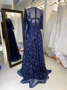 Bleu marine grande taille broderie manches longues dos jupe en tulle mère <span class=keywords><strong>de</strong></span> la <span class=keywords><strong>mariée</strong></span> robes <span class=keywords><strong>de</strong></span> soirée - Product Image 2