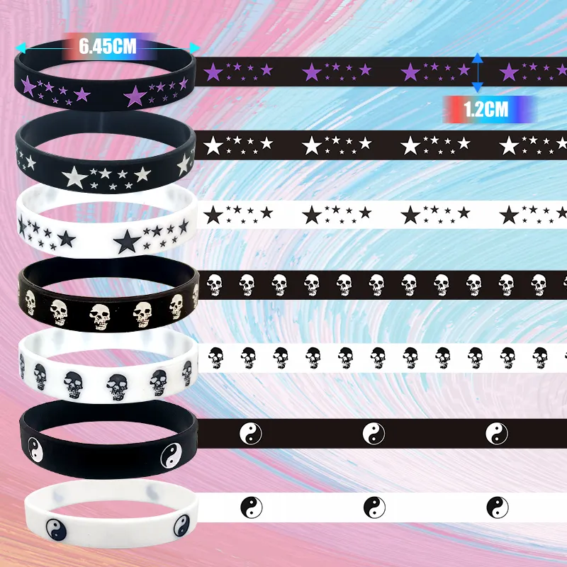 Braccialetto personalizzato in Silicone per festa musicale a cinque stelle a forma di patternRubber braccialetto per la riduzione della pressione sportiva braccialetto