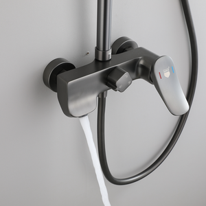Modern 3-Function Gun-Gray Hotel a Grade Brass Shower Set Single Rain with Soft Top <b>Spray</b> Brushed Finish Factory - Product Image 6