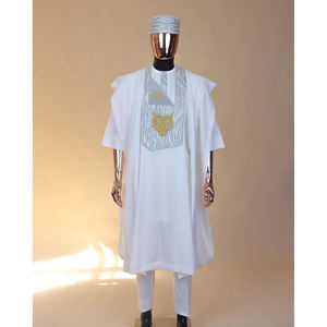 Vêtements Africains <span class=keywords><strong>Boubou</strong></span> Agbada pour <span class=keywords><strong>Homme</strong></span> Musulman à Broderie de Haute Qualité - Product Image 1