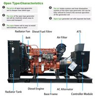Générateur diesel ouvert Jiuyi Power, 400KW/500KVA 50HZ/60HZ, avec option ATS, pour usage industriel, sortie stable, prix usine