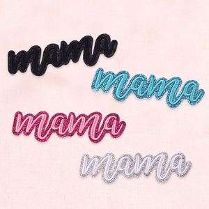 New Hot Iron on Gold Glitter Edge Colorful Exquisite Embroidery Mama Patch for <b>Hat</b> <b>Bag</b> Decoration - Product Image 1