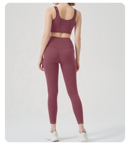 Femmes respirant grande taille haut pour soutien-gorge de sport et leggings taille haute 2 pièces ensemble d'entraînement extensible dans les quatre sens Spandex/Nylon - Product Image 2